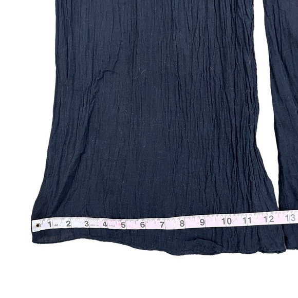 Elan Wide Leg Black Crinkle Trousers Woman’s Size Large - Picture 12 of 15